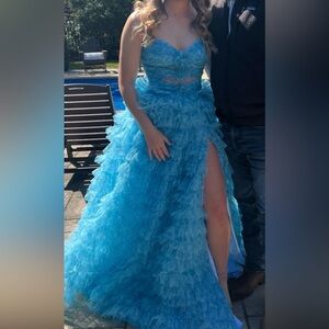 Sherri Hill Vibrant Blue Ruffled Gown